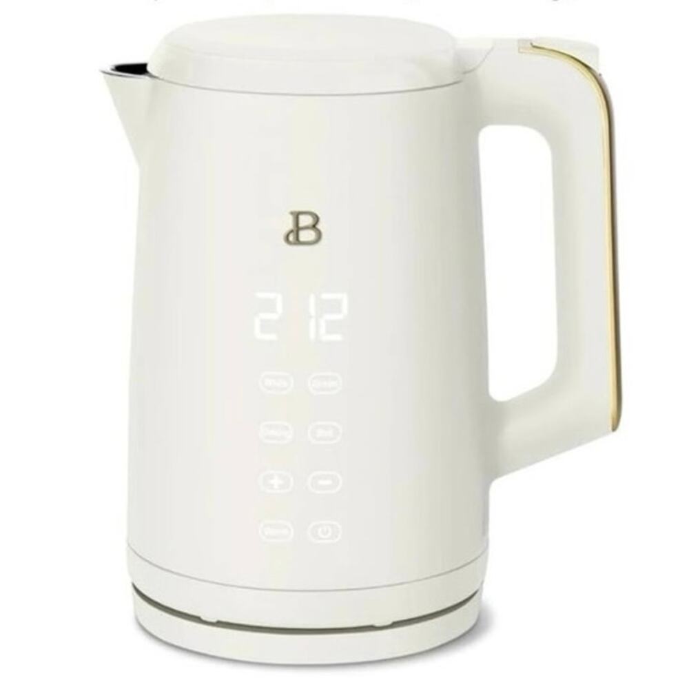 Beautiful 1.7-Liter Electric Kettle Double-Wall Stainless Steel,  (White Icing)